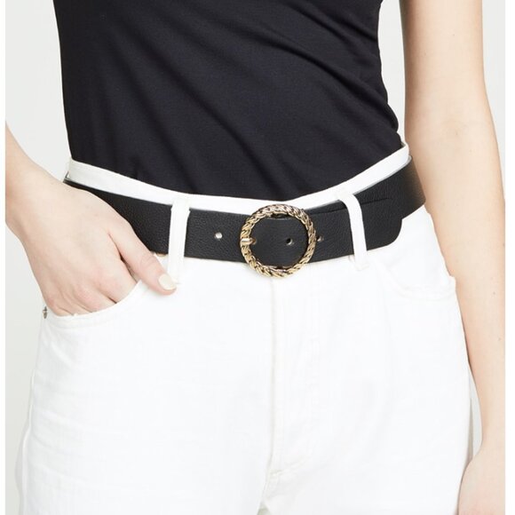 B-Low The Belt Nadia Belt Black Leather Gold Tone Braided Circle